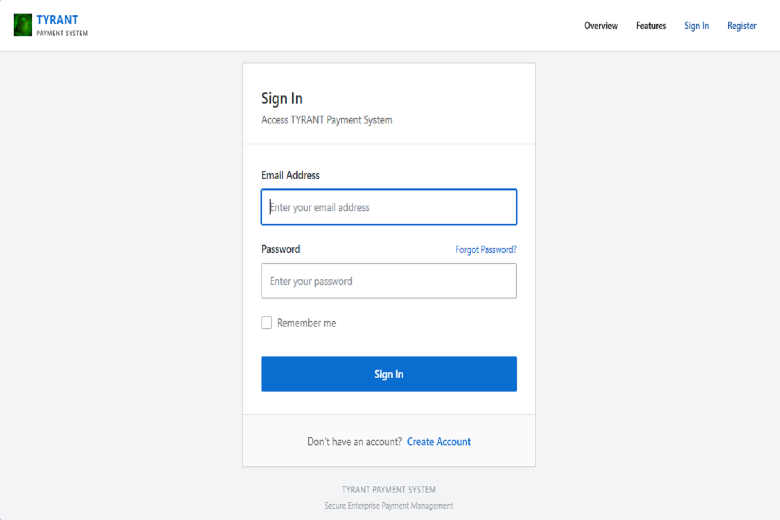 TYRANT Payment System Payment Page
