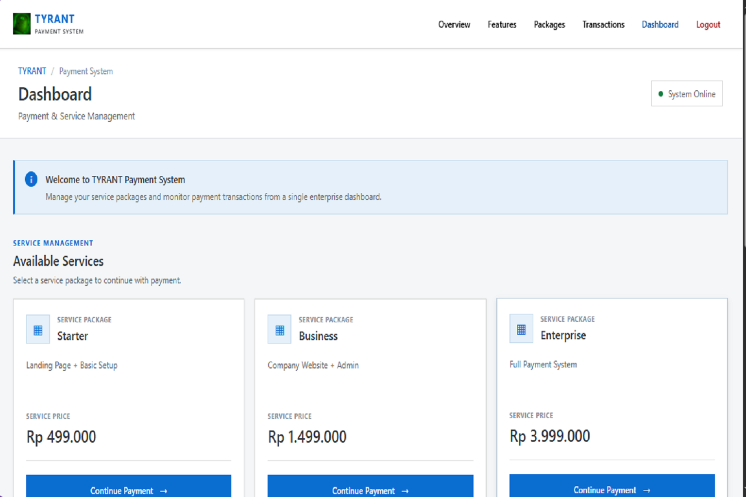 TYRANT Payment System Service Package