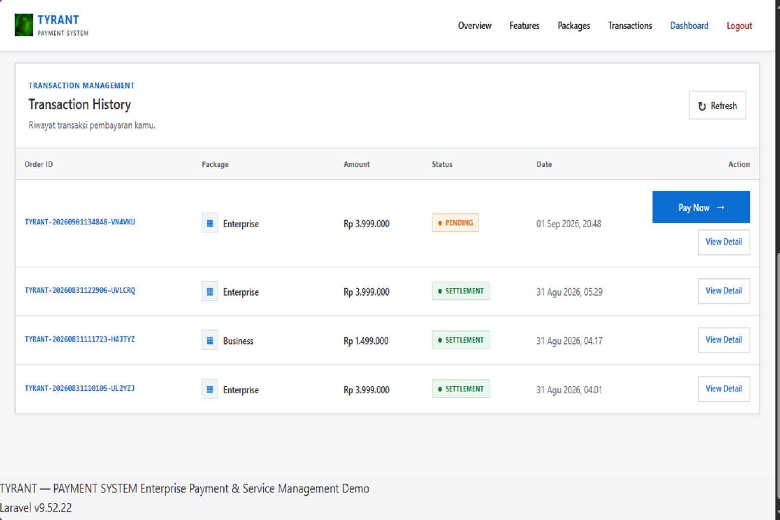 TYRANT Payment System Service Package