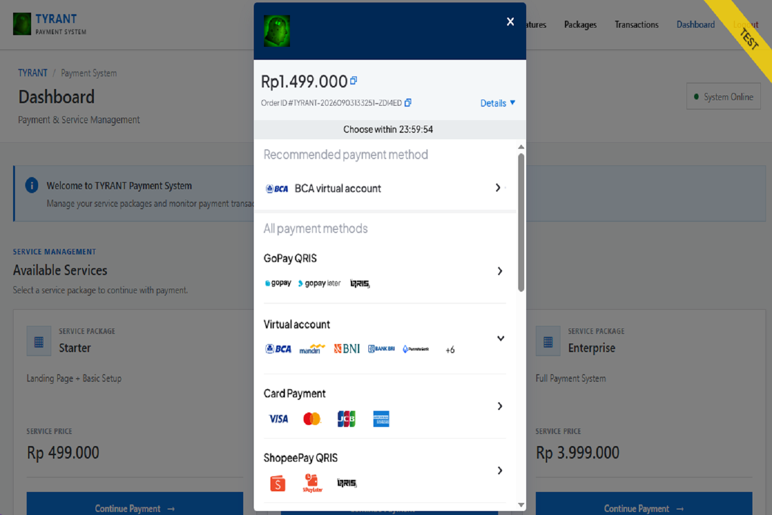 TYRANT Payment System Service Package