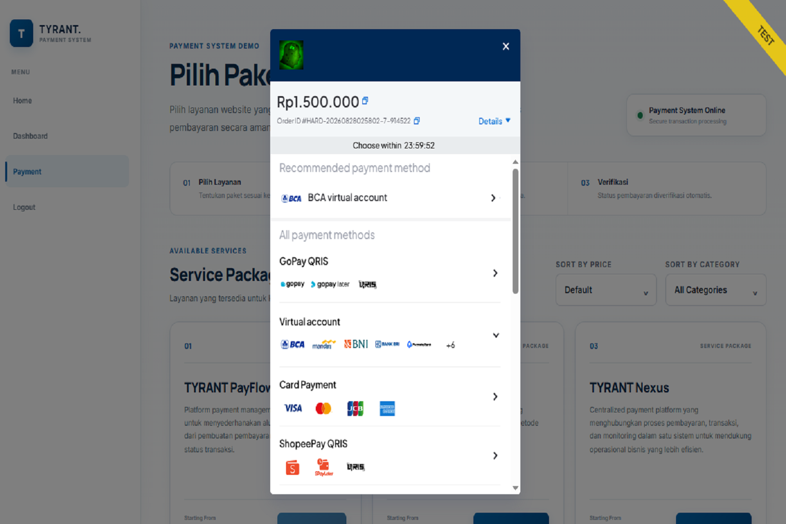 TYRANT Payment System Service Package