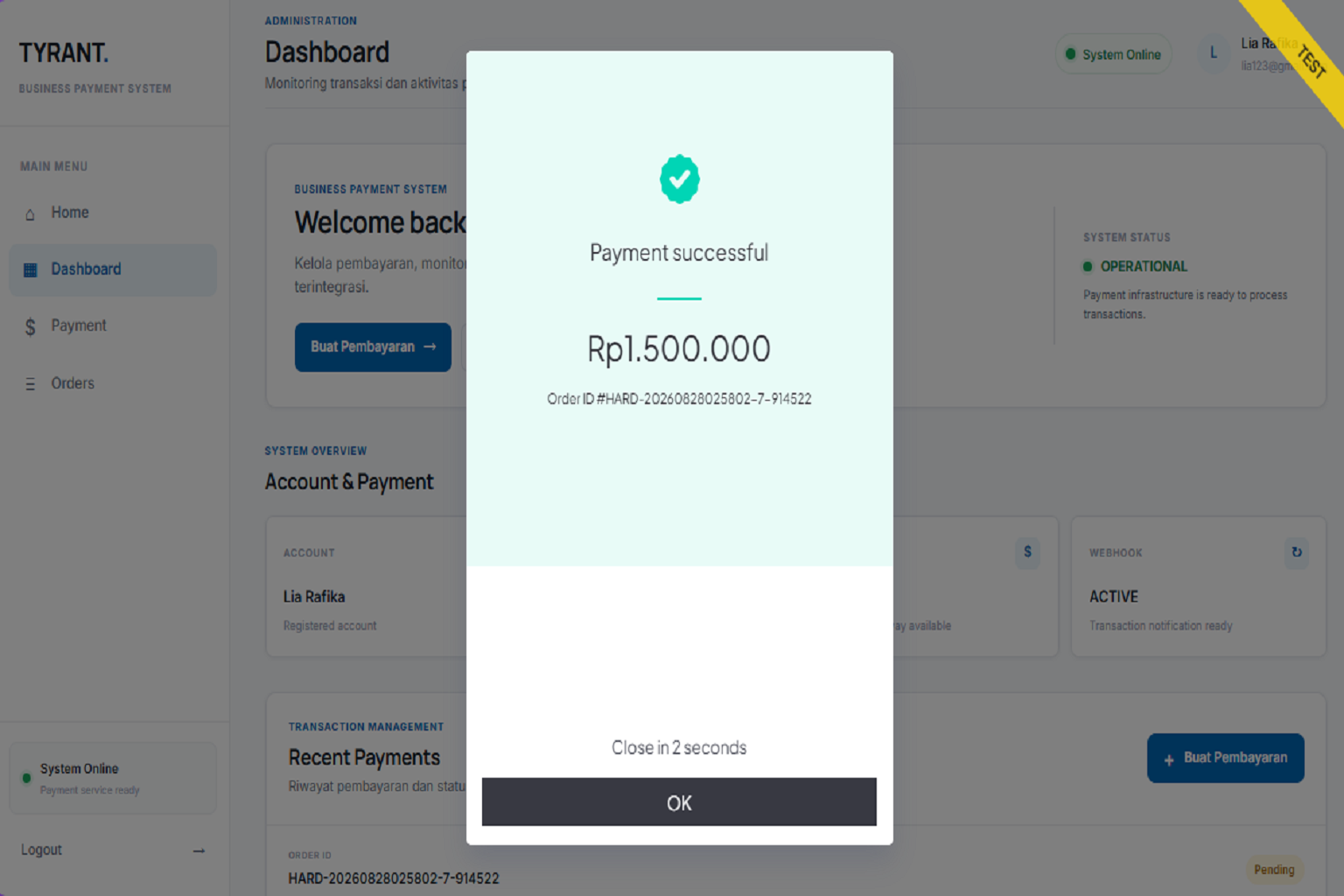 TYRANT Payment System Service Package