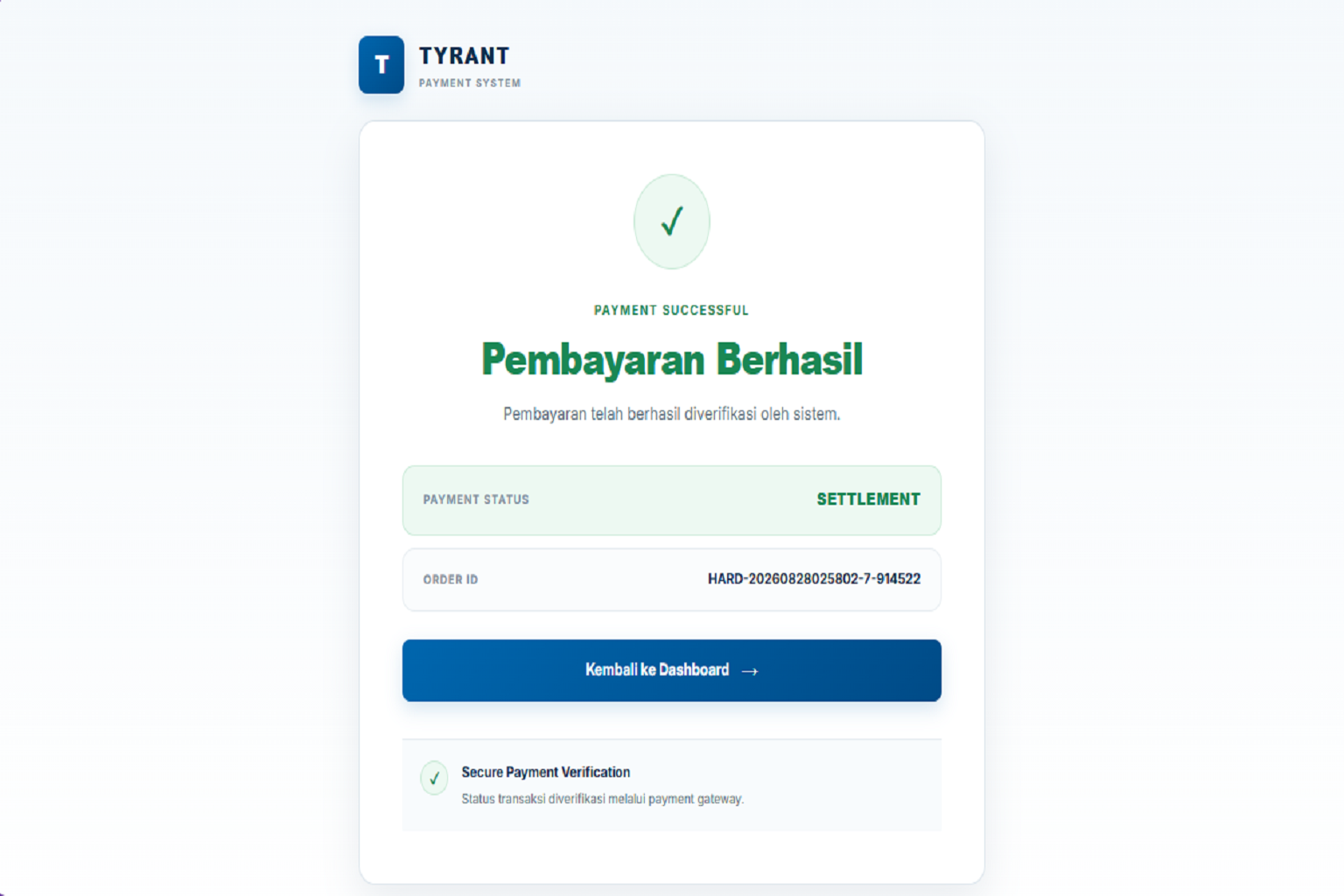 TYRANT Payment System Service Package